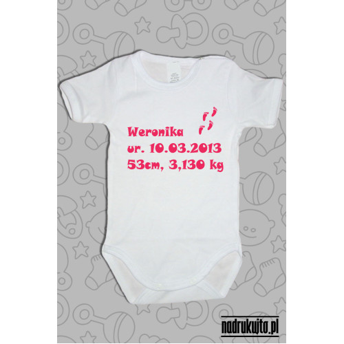 Pamiątka z urodzin - bodziaki z nadrukiem