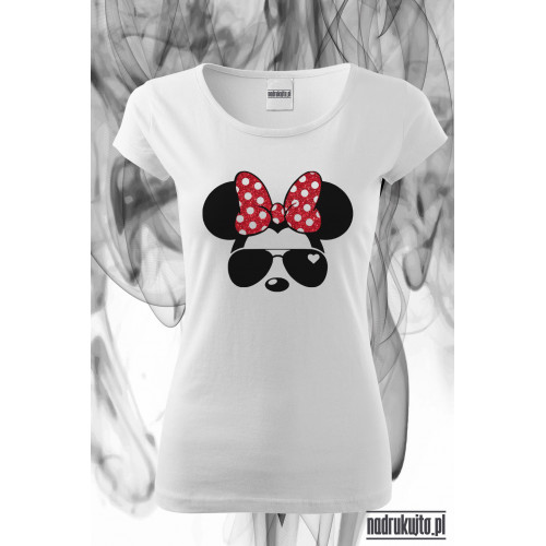 Myszka w okularach i kokardzie - koszulka z nadrukiem