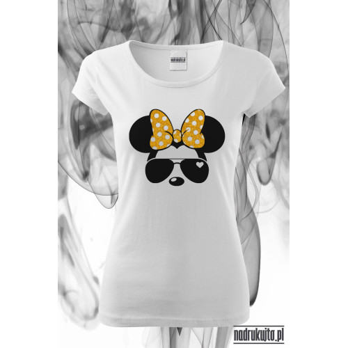 Myszka w okularach i kokardzie - koszulka z nadrukiem
