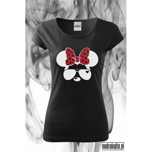 Myszka w okularach i kokardzie - koszulka z nadrukiem